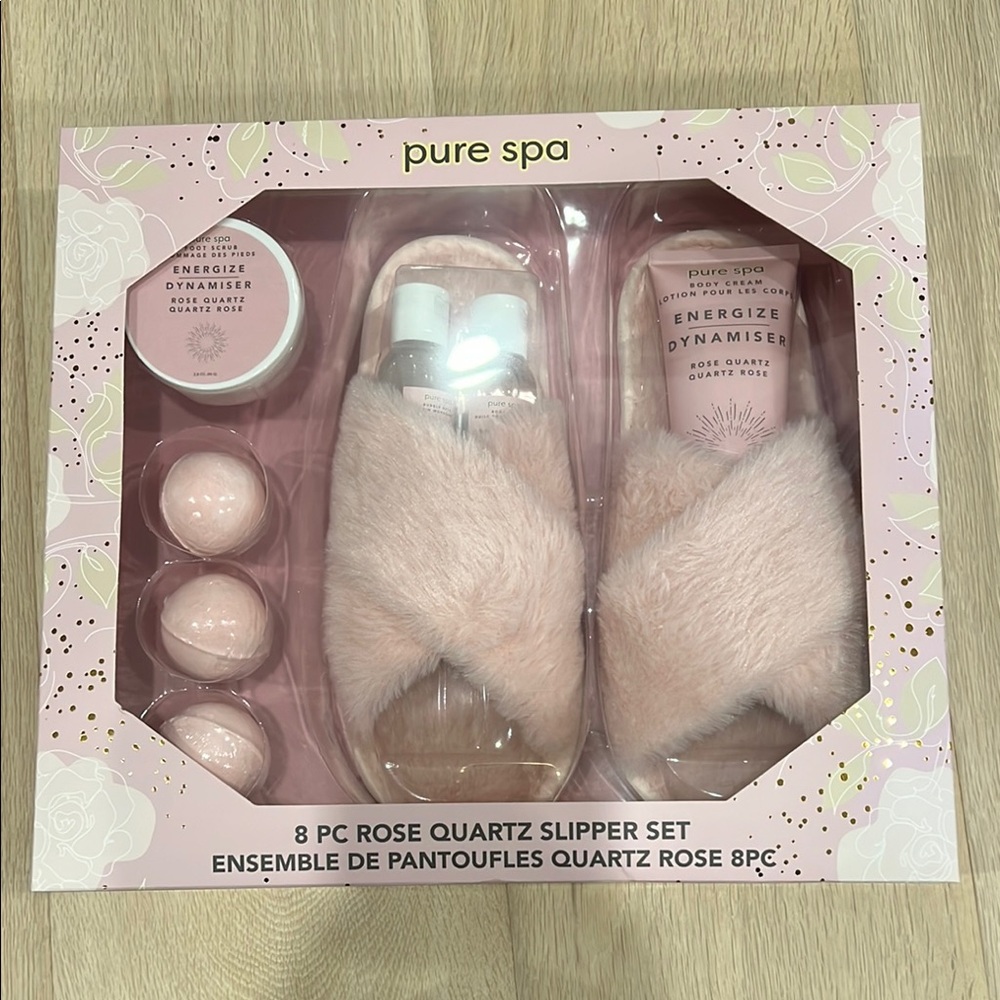 Pure Spa Rose Quartz Slipper Set